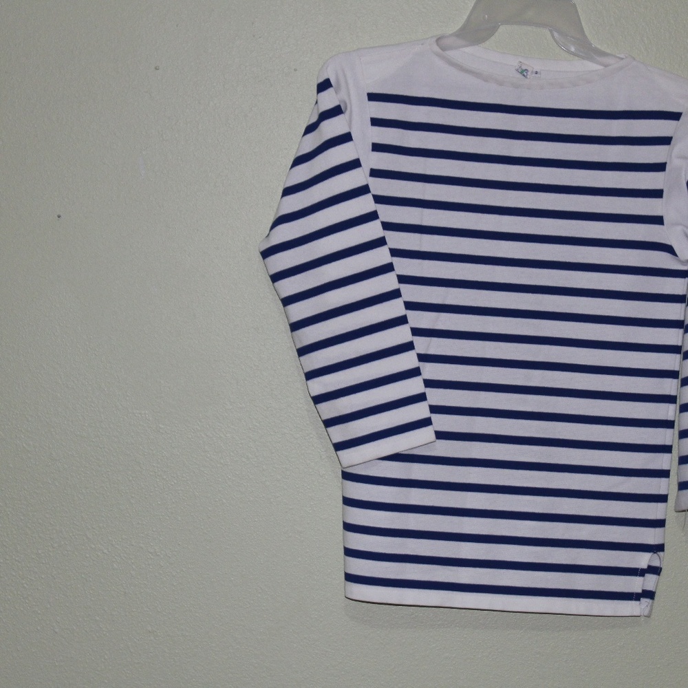 Womens Pullover, Carrick, White Blue Pinstripe 2